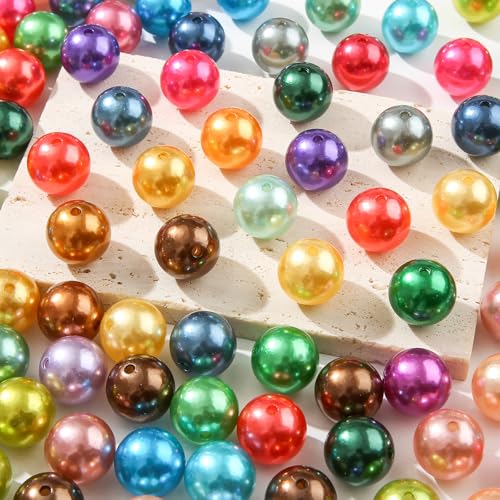 20mm Color Pearl Beads 180pcs Chunk Bubblegum Bead Color Beadbale Pen Ball Beads for Pen Bag Jewelry Making Necklace Bracelets (Pearl) - color: blue&red&green&yellow