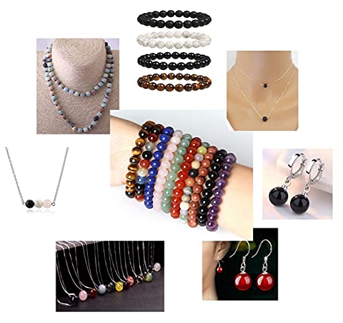 AD Beads 8mm Natural Round Loose Beads 110 Pieces, for Making 108 Mala Prayer Beads Necklace, Bracelet & Yoga Meditation, Jewelry Design (Black Lave) - color: Black Lave, size: 8mm-110pcs