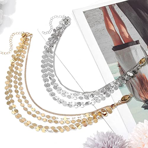 Yean Gold Sequins Head Chain Bohemian Hair Jewelry Headpiece Forehead Band Festival Headband Accessories for Women - color: Gold