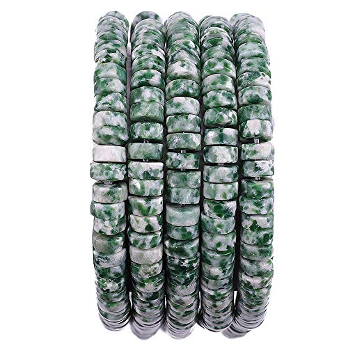 BEADIA Natural African Jade Spacer Beads Caps Loose Semi Gemstone for Beading Jewelry Making 6mmx3mm 38cm - color: African Jade, size: Round 6mm x 3mm