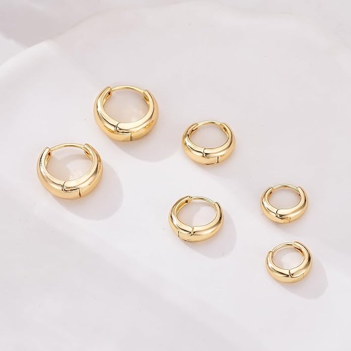 9 Pairs Chunky Gold Earrings Set for Women Trendy Lightweight Gold Plated Hoop Earrings Hypoallergenic Jewelry
