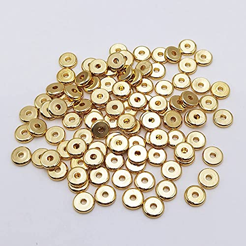 INSPIRELLE 100pcs Heishi Beads 8mm Long-Lasting Disc Brass Rondelle Spacer Beads Yellow Gold Plated Flat Round Shape Jewelry Metal Spacers for Bracelet Necklace Jewelry Making - color: Yellow Gold, size: 8mm