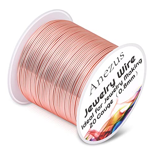 anezus 20 Gauge Jewelry Wire, 28 Yards Craft Wire Tarnish Resistant Copper Beading Wire for Jewelry Making Supplies and Crafting(Rose Gold) - color: Rose Gold