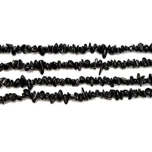 PLTbeads 5-8mm Natral Healing Gemstone Waist Bracelets Necklace Kit Irregular Stone DIY Crafts Design Jewelry Making 1 Strand per Bag Approxi 34 inch (Black Tourmaline Chips) - color: Black Tourmaline Chips