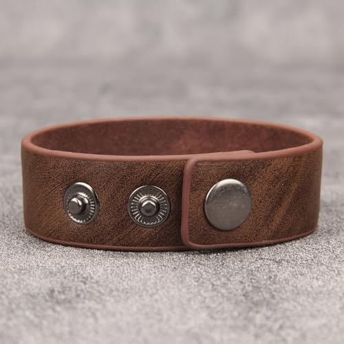 GelConnie Leather Cuff Bracelet Punk Braided Bracelets Rock Leather Wristbands Faux Mens Leather Bracelet Gothic Viking Bangle Adjustable Wrap Bracelet for Women,Men - color: Light Engraved Leather Bracelet