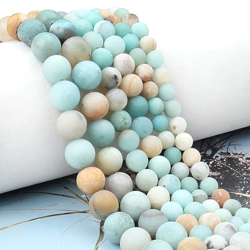 60pcs 6mm Natural Matte Amazonite Beads Energy Healing Crystal Round Loose Stone Beads for Jewelry Making, DIY Bracelets Necklaces - color: Matte Amazonite, size: 6mm