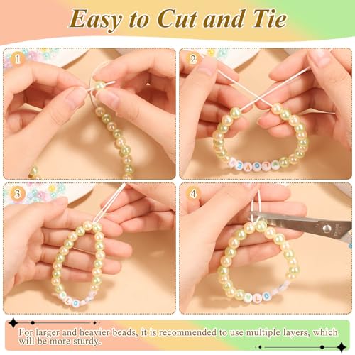 PAXCOO 2 Pack Elastic String for Bracelets, Stretch Magic Elastic String Bead Cord Jewelry Thread for Friendship Bracelet, Necklaces, Clay Beads, Pony Beads - style: 2 Pack White