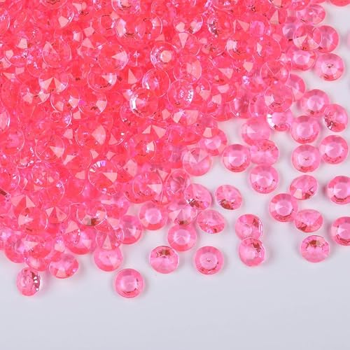 1000pcs/ Pack Wedding Table Acrylic Diamond Scatter Crystals Confetti Acrylic Gems Vase Fillers Rhinestones for Wedding, Bridal Shower, Vase Beads Decorations (10mm, Deep Pink) - color: Deep Pink, size: 10mm