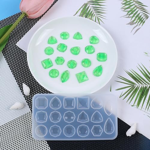 2 Pcs Faceted Gemstone Silicone Mold,Gem Jewelry Casting Mold,Resin Jewelry Casting Molds for Making Earrings Jewelry Making Crafting Projects - color: mix