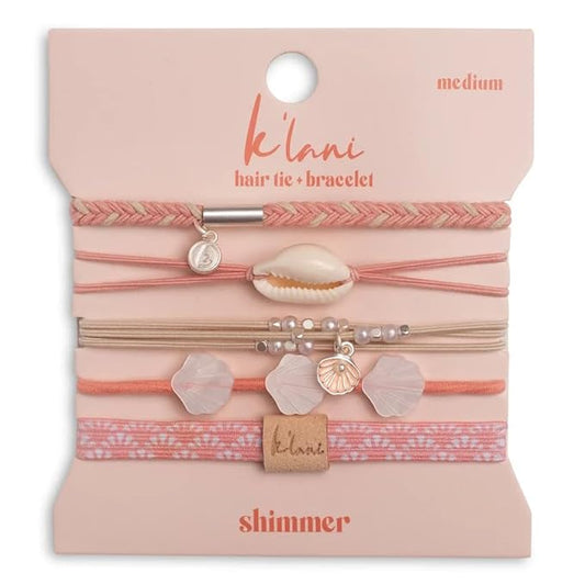 K'lani Hair Tie Bracelets for Women - Elastic Hair Bands That Double as Stylish Jewelry - Shimmer - Medium
