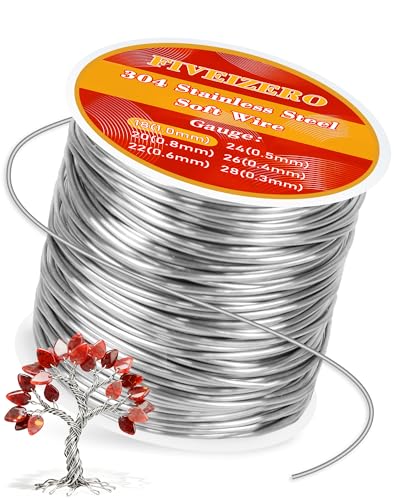 FIVEIZERO 18 Gauge 304 Stainless Steel Wire for Jewelry Making,28yd Stainless Steel Jewelry Wires Thin Metal Craft Wire for Necklace,Bracelet,Earring,Bead Stringing,DIY,Floral and Home Crafts - size: 18 Gauge