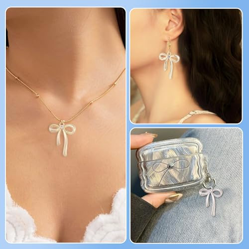 FASHEWELRY Golden Bow Connector Charms Bulk, Christmas Bowknot Link Charms, Infinity Links Geometric Hollow Bezel Pendants for Earring Bracelet Necklace Keychains Jewelry Making - color: 2 Colors Rhinestone Bowknot