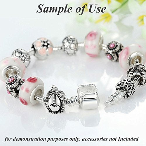 RUBYCA 5pcs 6.7" White Silver Plated Clasp European Snake Chain Charm Bracelet fit Charm Beads DIY - color: White Silver, size: 17 CM