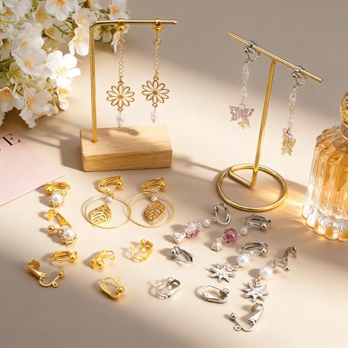20pcs Clip-on Earring Converters, Easy Open Loop Clips on Earring Backs Converter Components, Hypoallergenic Ear Wire Hooks Components Findings for Non-Pierced Ears- Silver & Gold - color: Silver & Gold-20pcs
