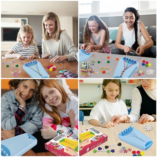 Friendship Bracelet Making Kit for Girls Ages 8-12, Kids Jewelry Making Kit with 28 Pre-Cut Threads and Letter Beads, Arts and Crafts for Kids, Birthday Easter Gifts for 6 7 8 9 10 11 12 Year Old - color: Light Blue