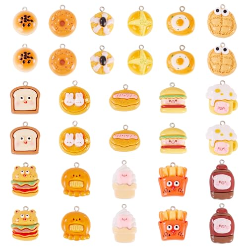 Craftdady Resin Plastic Miniature Food Snack Pendants Charms Ice Drink Juice Pendants Cute Bottle Fruit Keychain Charms Hang Ornament for DIY Craft Earring Bracelet Necklace Jewelry Making - color: Mixed Color Mixed Food Bread