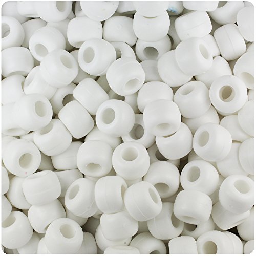BeadTin White Matte 9mm Barrel Pony Beads (500pcs)