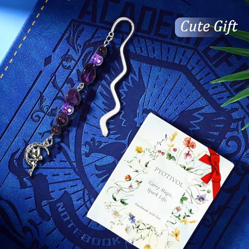 Vintage Metal Angel Bookmark Pendant with Natural Crystal Bead Chain–Elegant Fairy Bookmarks for Women,Men,Book Lovers,Teachers and Students(Amethyst) - style: Angel