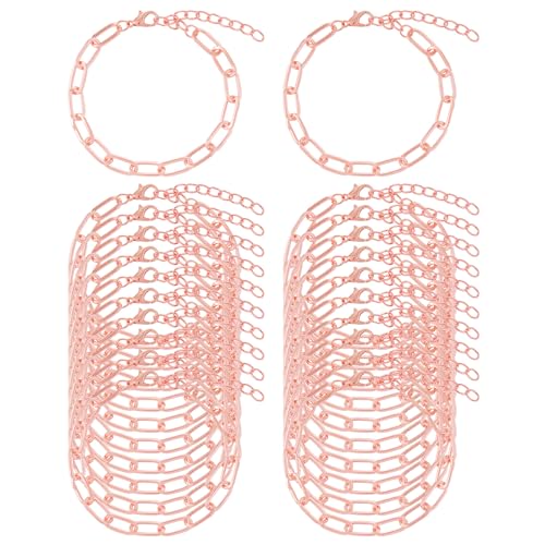 20pcs Chain Bracelets Kit Alloy Link with Lobster Clasps for Christmas DIY Women Jewelry Findings Bracelet Making (Rose Gold) - color: Rose Gold