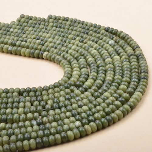 ICAI Beads 5x8mm Natural Rondelle Spacer Loose Beads for Jewelry Making DIY Crafts Design 1 Strand 15" APPR (Canadian Jade) - color: Canadian jade, size: 5x8