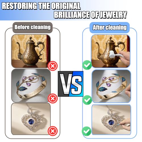 Jewelry Cleaning Kit, Jewelry Cleaner Brush, Horse Hair Brushes, Big&Small Crevice Brush, Cleaning Polishing Cloth（22 Pcs）