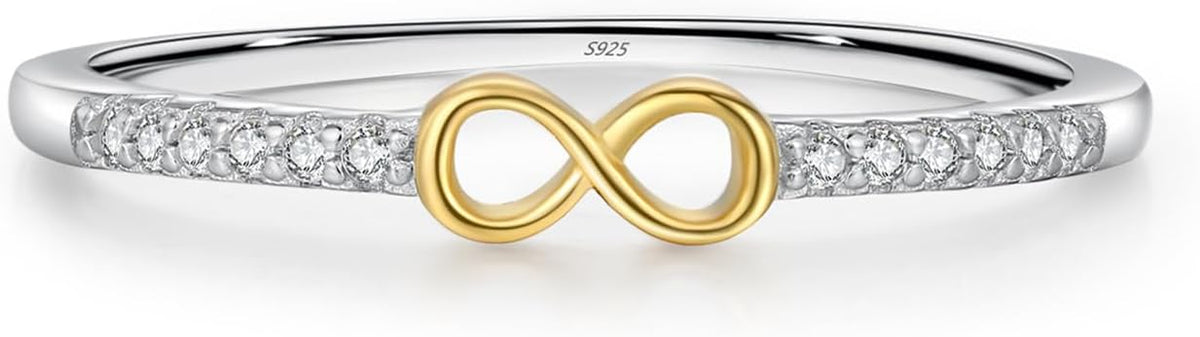 S925 Sterling Silver Infinity & Heart Pavé Ring for Women – Minimalist Twist Design, Everyday Stackable CZ Band, Casual Chic Jewelry