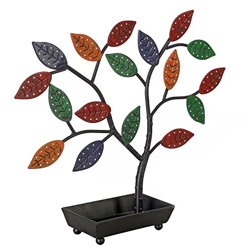 MyGift Jewelry Tree w/Bird Nest 48 pair Earrings Holder, Bracelets/Necklace Organizer Stand (Multicolored Metal) - color: Multicolored Metal