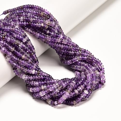 ICAI 2x4mm Natural Amethyst Rondelle Beads – Loose Gemstone Spacers for DIY Jewelry Making - color: Amethyst, size: 2x4