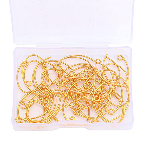 BEADIA 18K Gold Plated Earring Hooks U Shape 14x20mm 40pcs for Jewelry Making Findings - size: U Shape Hooks 14x20mm