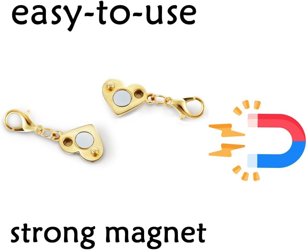 925 Silver Magnetic Necklace Clasps and Closures, Double Lobster Magnetic Necklace Clasps for Bracelet and Necklace Extender (8golden) - color: 8golden