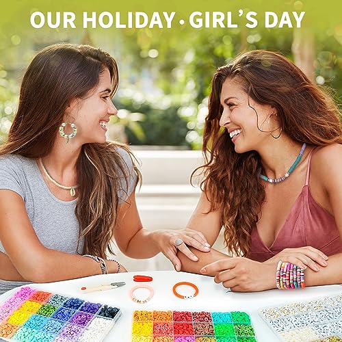 Friendship Bracelet Kit, 14,000pcs 48 Colors Bracelet Making Kit Clay Beads with Number Letter Bead Set Concert Merch Arts and Crafts Gifts for Kids Teen Girls Jewelry Making Supplies Bracelet Maker1 - color: Rainbow color