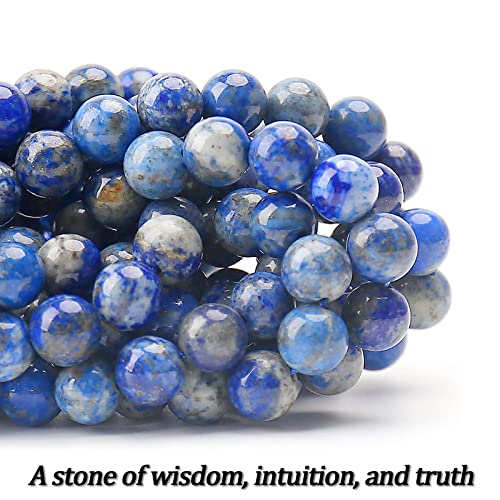 70PCS Natural 8MM Healing Gemstone, Lapis Lazuli Energy Stone Round Loose Beads, Semi-Precious Crystal Beads with Free Elastic String for Jewelry Making DIY - color: Lapis Lazuli, size: 8MM