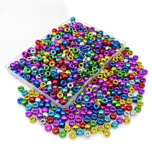 Amaney 500Pcs 6x9mm Mixed Colors Plastic Pony Beads (Electroplated) - color: Electroplated