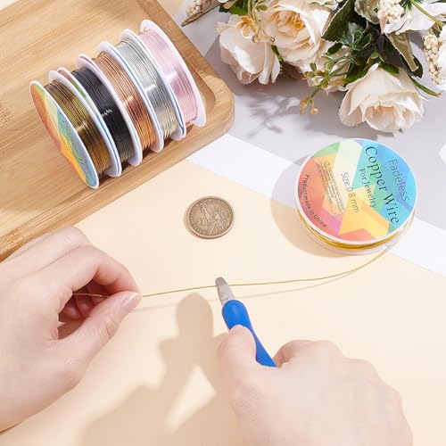 Beebeecraft 6 Roll Jewelry Beading Wire 6 Colors Dead Soft Copper Wire for Jewelry & Electrical Crafts (3M)