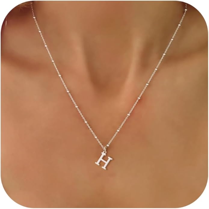Valentines Gifts for Her Women - Initial Necklaces for Women Dainty 14k Gold Plated A-Z Letter Pendant Name Necklaces Cute Charm Choker Fashion Accessories Non Tarnish Trendy Jewelry Gift