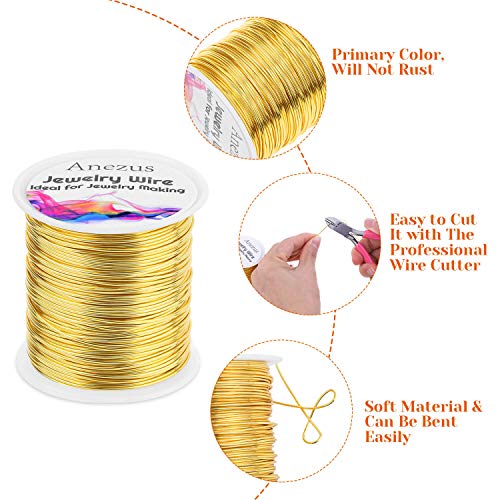 anezus 20 Gauge Jewelry Wire, 28 Yards Craft Wire Tarnish Resistant Copper Beading Wire for Jewelry Making Supplies and Crafting(Gold) - color: Gold