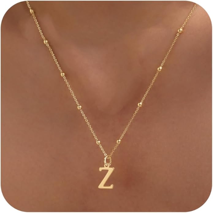 Valentines Gifts for Her Women - Initial Necklaces for Women Dainty 14k Gold Plated A-Z Letter Pendant Name Necklaces Cute Charm Choker Fashion Accessories Non Tarnish Trendy Jewelry Gift