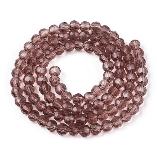 Perlin Czech Bohemian Crystal Glass Beads Faceted Round 4mm 90 Pieces Loose Spacer 1 Strand Beads for DIY Jewelry Earrings Necklace Bracelet Making (Purple) - color: purple
