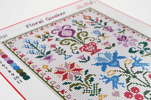 AllAboutEmbroideryUA Bead Embroidery kit Floral Quaker QA-4121 Beaded Cross Stitch Sampler