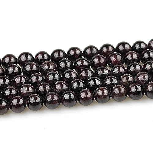 MJDCB Natural Stone Beads Garnet Round Loose Beads for Jewelry Making DIY Bracelet Necklace (8mm) - color: Garnet, size: 8mm