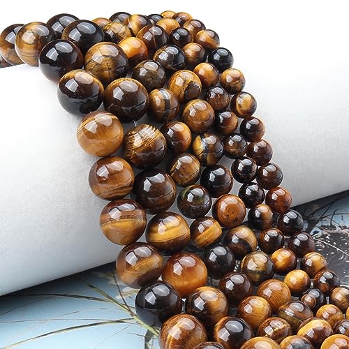 35pcs 10mm Natural Yellow Tiger Eye Gemstone Beads Energy Healing Crystal Round Loose Stone Beads for Jewelry Making, DIY Bracelets Necklaces - color: Yellow Tiger Eye, size: 10mm