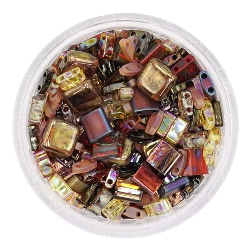 Mack and Rex Tila Bead Mixes (Autumn Rush) – Full-Size, Half-Tila, Quarter-Tila, and Czech Tiles – Variety Pack with 5mm Tila Beads & 6mm Czech Tiles – Ideal for Jewelry Making - color: Autumn Rush, size: 10 Gram Bag