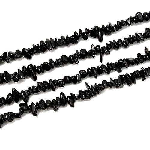 PLTbeads 5-8mm Natral Healing Gemstone Waist Bracelets Necklace Kit Irregular Stone DIY Crafts Design Jewelry Making 1 Strand per Bag Approxi 34 inch (Black Tourmaline Chips) - color: Black Tourmaline Chips