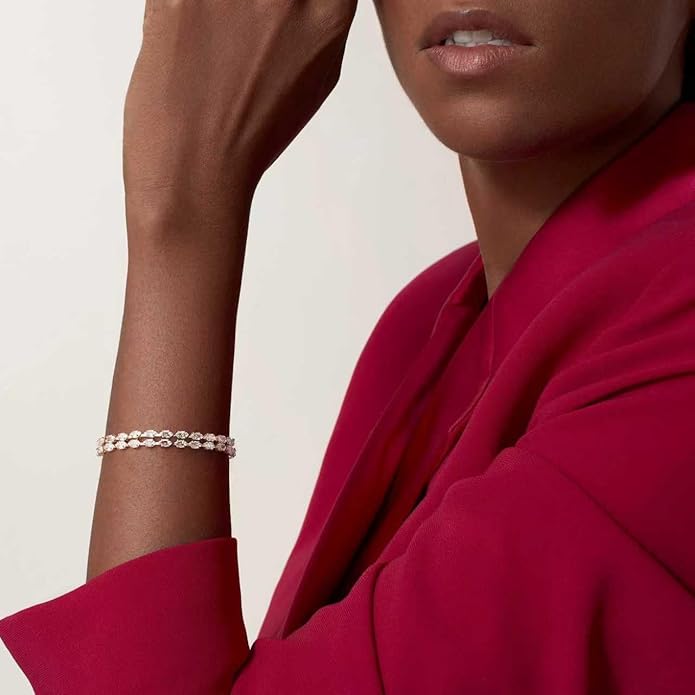 14K Gold Plated Women’s Tennis Bracelet – Sleek CZ Line Bracelet, Fits 6.0"–7.2" Wrist – Sparkly Everyday Jewelry Gift, Contemporary Tennis Bracelets for Women