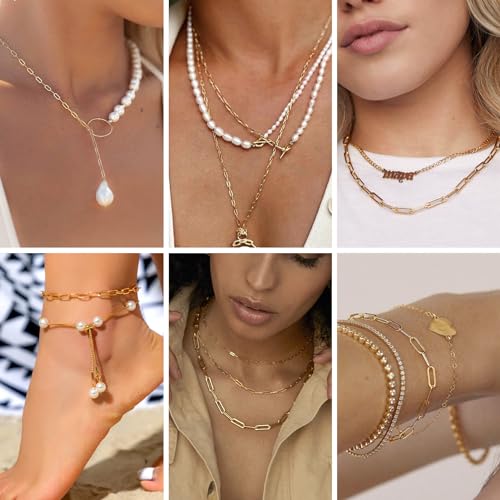 Kyutong 5M Gold PVD Plated Necklace Chain for Jewelry Making 304 Stainless Steel Paperclip Chain Roll with Lobster Clasps and Jump Rings for Men Women Making Jewelry Craft Support Jewelry Findings - color: 3mm Paperclip Gold