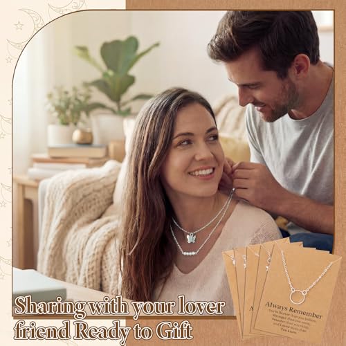 Kenning 30 Pcs Mother's Day Necklace Gifts Bulk Pendant Necklace Set for Women Gold Plated Acrylic Adjustable Clavicle Chain with Card - color: Silver, style: Stylish Mixed Style