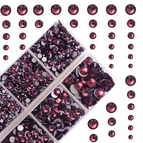 4000Pcs Mixed Size Hot Fix Round Crystals Gems Glass Stones Hotfix Flat Back Rhinestones (Amethyst) - color: Amethyst, size: 4000 Count (Pack of 1)