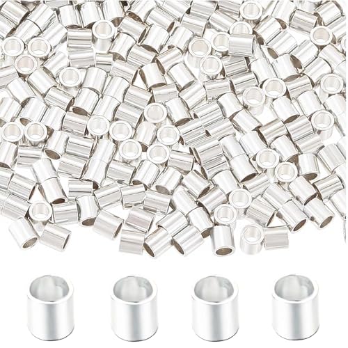 500Pcs 2mm Silver Crimp Beads Tube Set - Universal Positioning Columns Spacer Beads Metal Tube Loose Beads for DIY Jewelry Making and Necklace Bracelets Anklets Making(Silver) - color: Silver