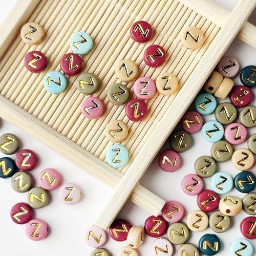 200PCS Letter Beads,4x7mm Colorful Round Acrylic Alphabet Beads Letter Z Beads with Letters for Bracelet Making Necklace Keychain Jewelry DIY (Letter Z) - color: Letter Z