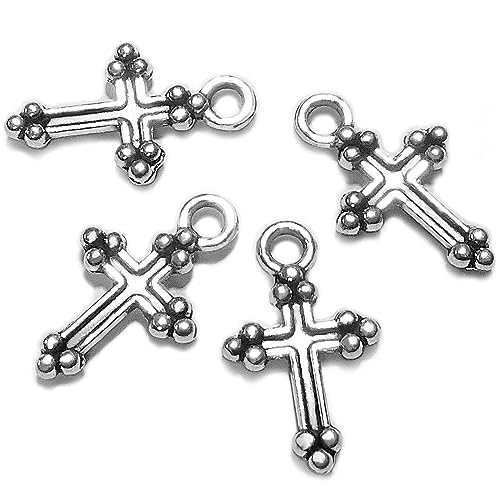 Heather's cf Cross Charms Jewelry Making Silver- Mini Cross Pendants for Bracelet Crafting, Non-Corroding Alloy, Lead-Free, Cadmium-Free, Nickel-Free, Tibetan Silver Coating - color: Tiny silver cross